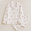 Novara muslin pajama set, Sweetheart, Ivory, long sleeve — flat lay, product only