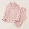 Novara muslin pajama set, Sweetheart, Blush, long sleeve — flat lay, product only