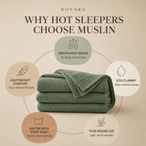 Why Hot Sleepers Choose Muslin — breathable weave, less clammy, lightweight, softer with every wash, year-round use [all-colors]