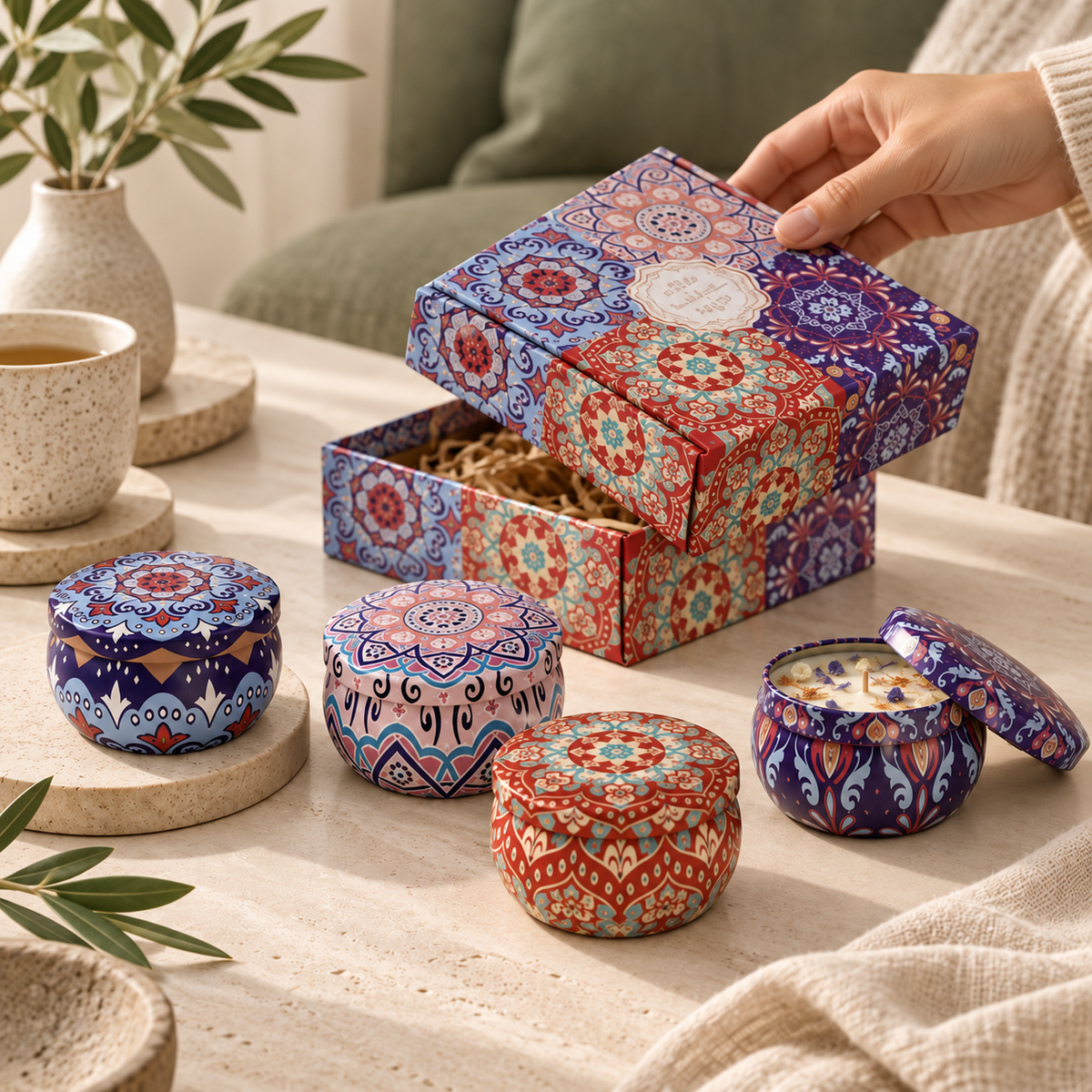 Novara Midnight Garden candle box gifting shot [midnight-garden]